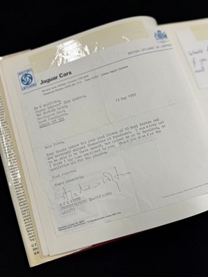 Lot Important historical multi signed Jaguar Sportscar book by key Jaguar people from 1970 to 1980 including Sir William Lyons