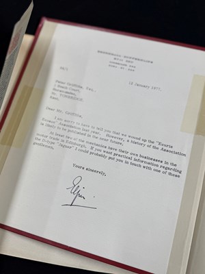 Lot Important historical multi signed Jaguar Sportscar book by key Jaguar people from 1970 to 1980 including Sir William Lyons