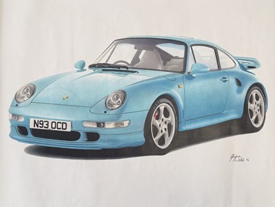 Lot 3 - 1996 Porsche 911 (993) Turbo 4 Drawing by Glyn Webb